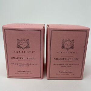 AQUIESSE Grapefruit Açaí 6.5oz Candle NEW Lot of 2